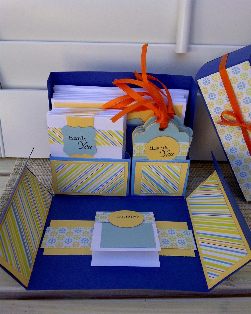Stationery Box Set - Blue, Yellow And Orange Thank You Set