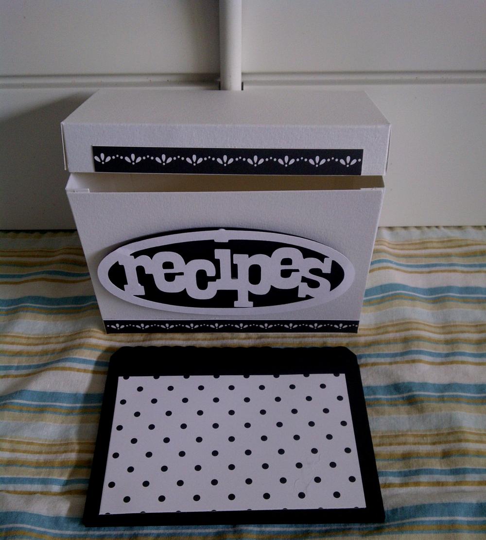 Recipe Box - Black And White Polka Dots
